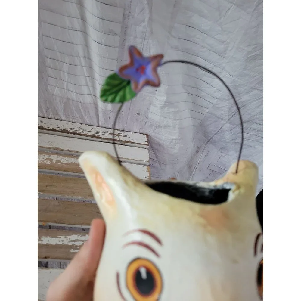 Dept 56 rabbit Easter paper‎ mache bucket trick or treat spring home decor